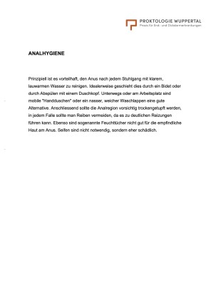 Informationsbogen Analhygiene – Proktologie Wuppertal