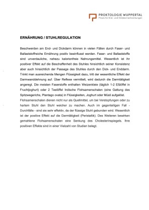 Informationsbogen Ernährung und Stuhlregulation – Proktologie Wuppertal